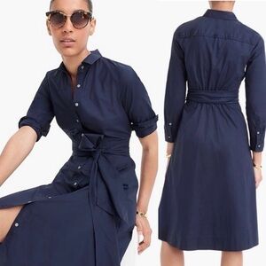 J.Crew Tie Waist Shirt Dress in Cotton Poplin 00